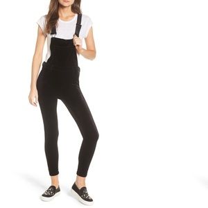 Blank NYC black velvet overalls